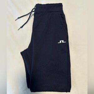 Navy J. Lindenberg small stretch fleece jogger pants.